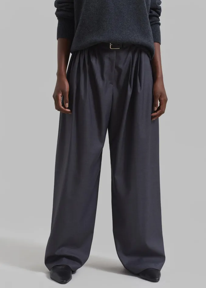 Women Nyla Pleated Pants 8211 Charcoal The Frankie Shop Bottoms