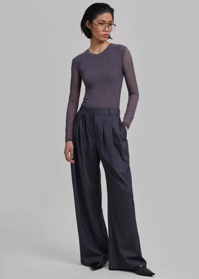 Women Nyla Pleated Pants 8211 Charcoal The Frankie Shop Bottoms