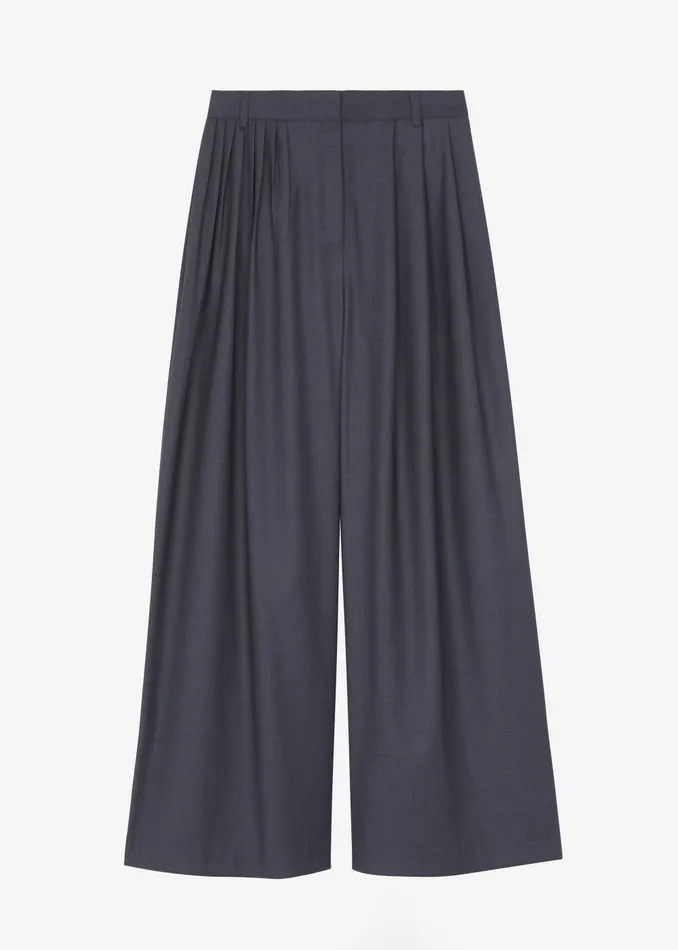 Women Nyla Pleated Pants 8211 Charcoal The Frankie Shop Bottoms