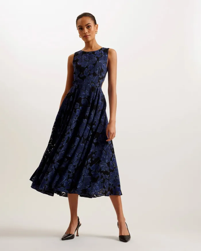 Women OCCHITO 8211 Cut Out ALine Midi Dress Navy Ted Baker Dresses Women OCCHITO 8211 Cut Out ALine Midi Dress Navy Ted Baker Dresses