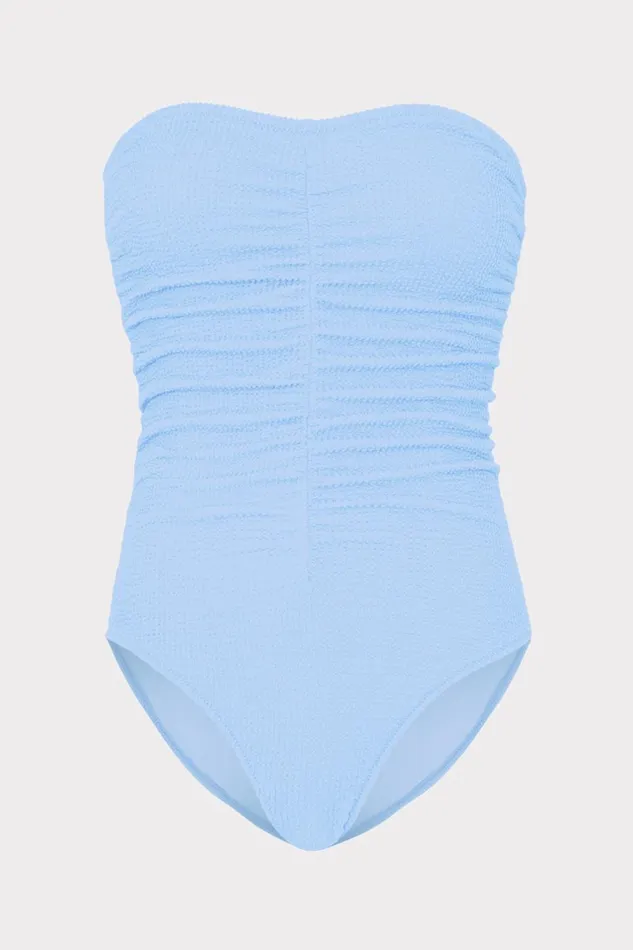 Women One Piece Swimsuits Milly Textured Ruched One Piece Light Blue