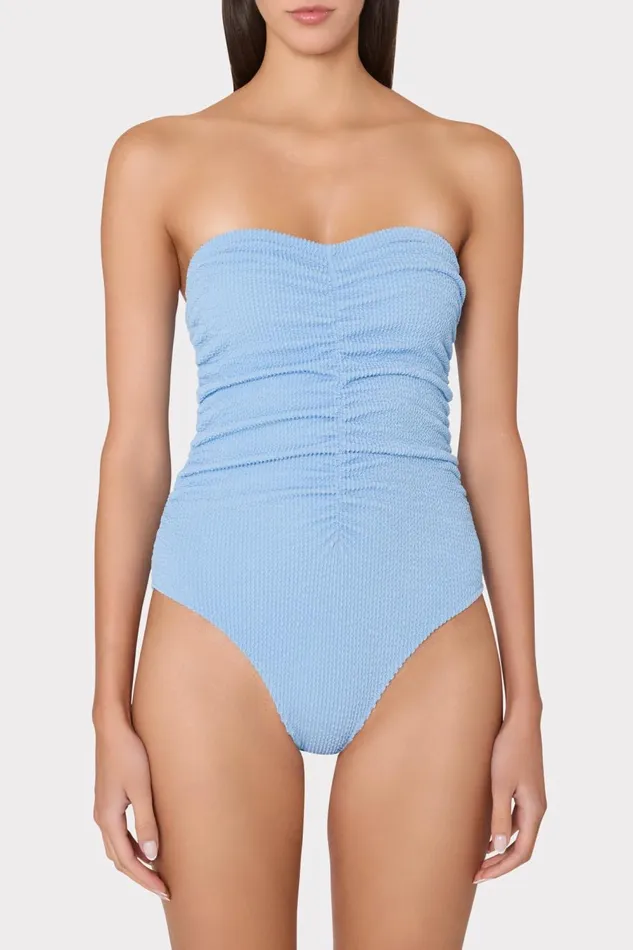 Women One Piece Swimsuits Milly Textured Ruched One Piece Light Blue Women One Piece Swimsuits Milly Textured Ruched One Piece Light Blue