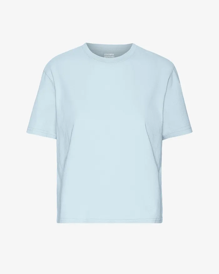 Women Organic Boxy Crop Tee 8211 Polar Blue TShirts Colorfulstandard