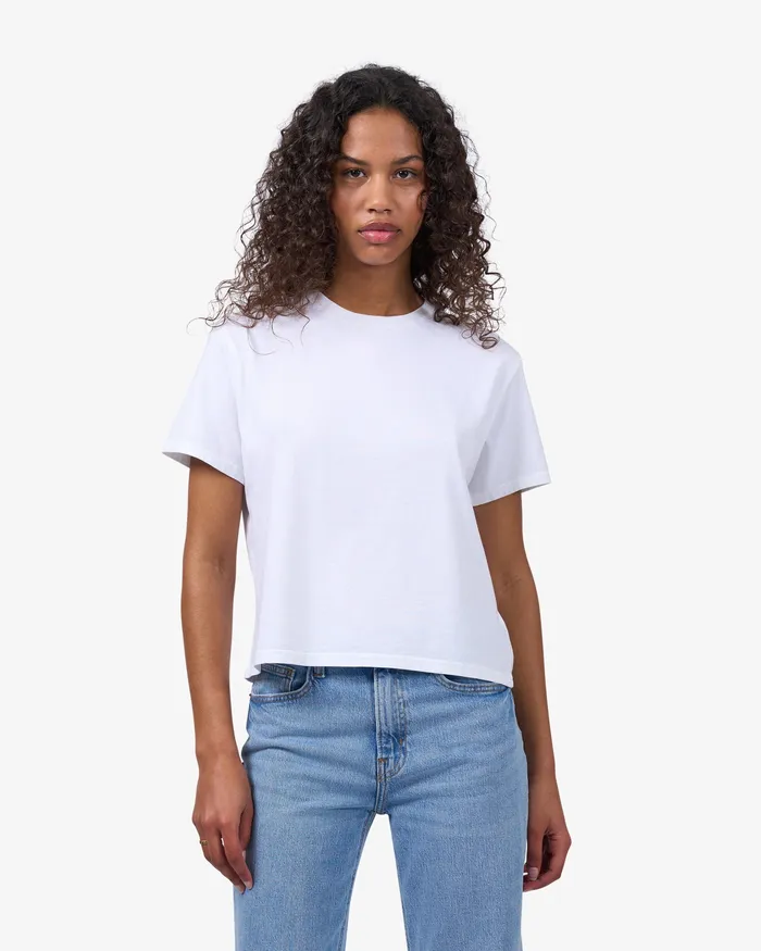 Women Organic Boxy Crop Tee 8211 Polar Blue TShirts Colorfulstandard