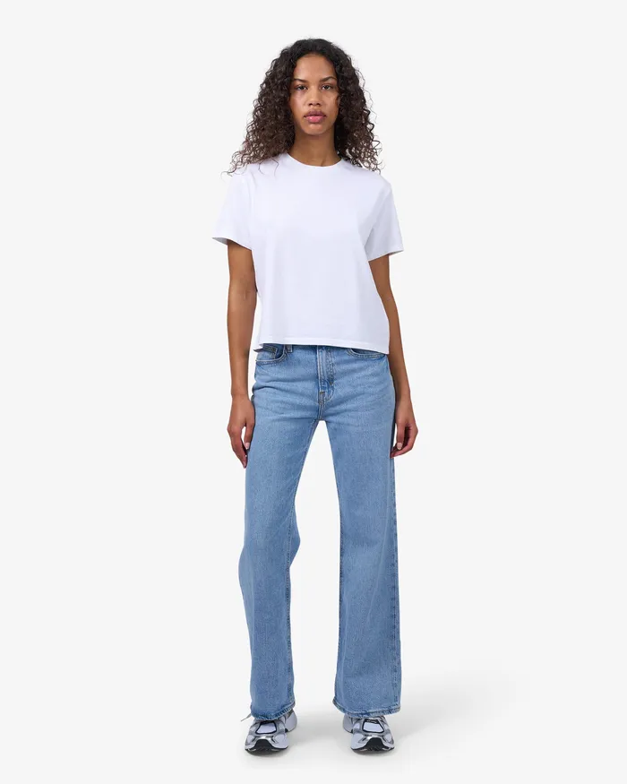 Women Organic Boxy Crop Tee 8211 Polar Blue TShirts Colorfulstandard