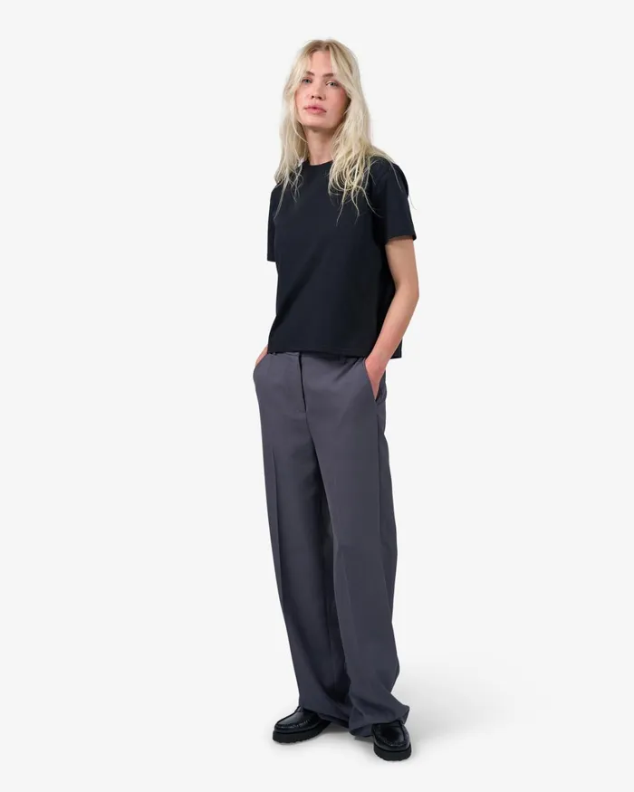 Women Organic Boxy Crop Tee Deep Black Colorful Standard TShirts