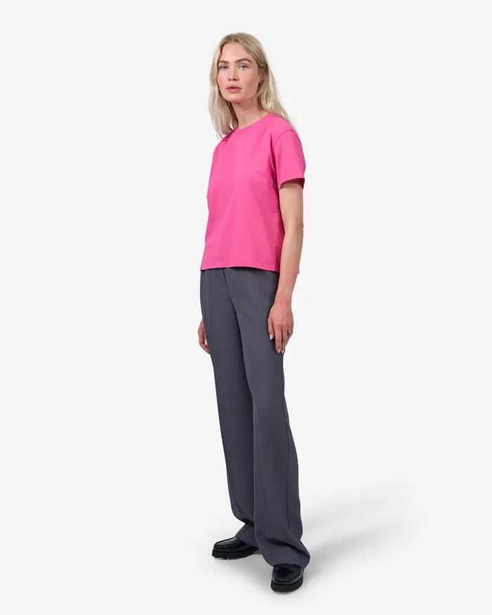 Women Organic Boxy Crop Tee Petrol Blue Colorful Standard TShirts