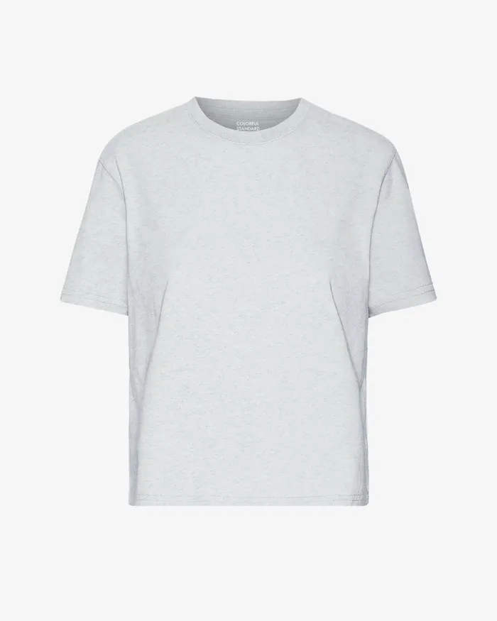 Women Organic Boxy Crop Tee Snow Melange Colorful Standard TShirts