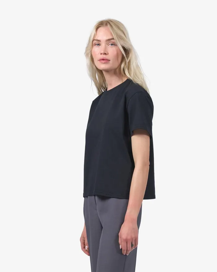 Women Organic Boxy Crop Tee Snow Melange Colorful Standard TShirts