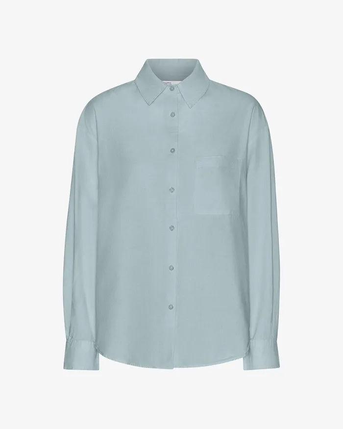 Women Organic Oversized Shirt 8211 Steel Blue Shirts Colorfulstandard
