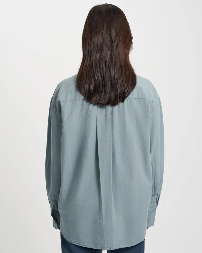 Women Organic Oversized Shirt 8211 Steel Blue Shirts Colorfulstandard