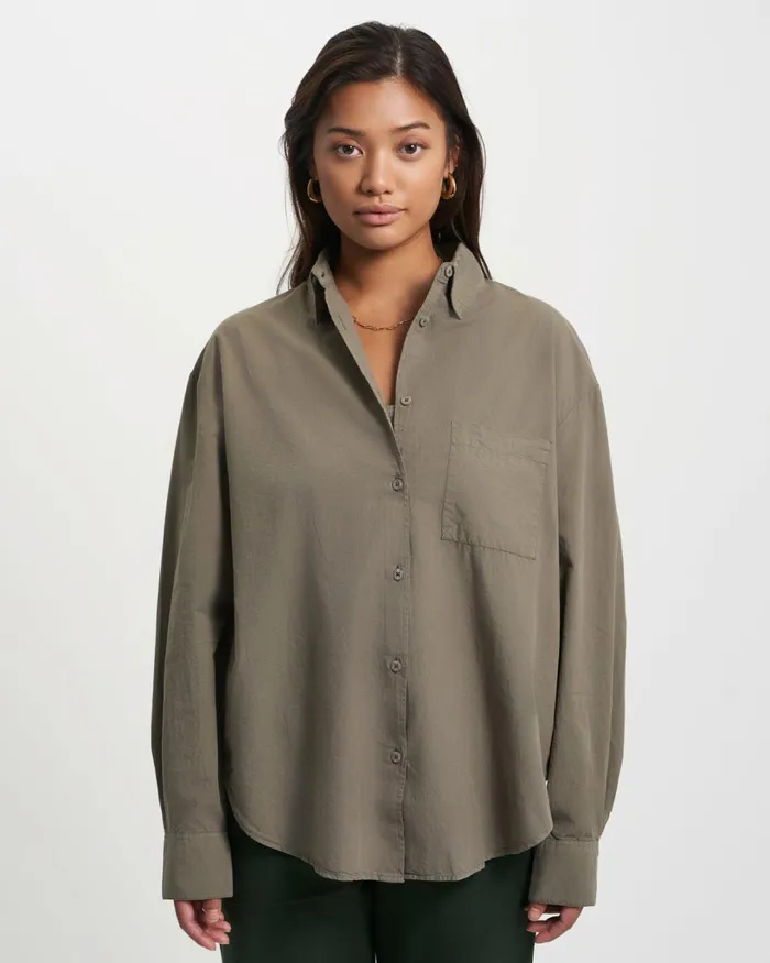 Women Organic Oversized Shirt Navy Blue Colorful Standard Shirts