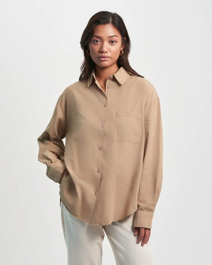 Women Organic Oversized Shirt Optical White Colorful Standard Shirts