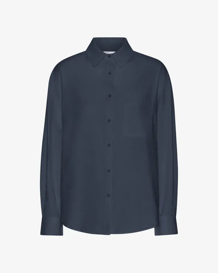 Women Organic Oversized Shirt Petrol Blue Colorful Standard Shirts