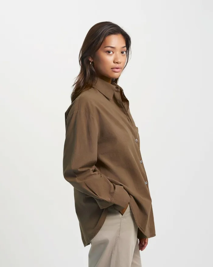 Women Organic Oversized Shirt Petrol Blue Colorful Standard Shirts