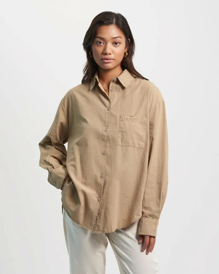 Women Organic Oversized Shirt Seaside Blue Colorful Standard Shirts