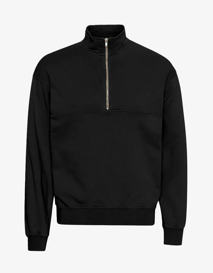 Women Organic Quarter Zip Deep Black Colorful Standard Quarter Zips
