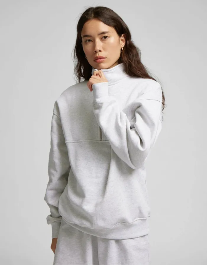 Women Organic Quarter Zip Snow Melange Colorful Standard Quarter Zips
