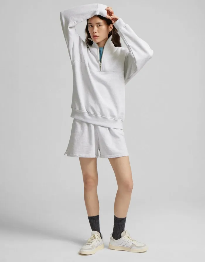 Women Organic Quarter Zip Snow Melange Colorful Standard Quarter Zips