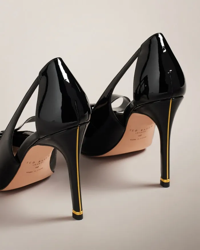 Women ORLINEY 8211 Patent Bow Cut Out Court Heels Black Ted Baker Heels