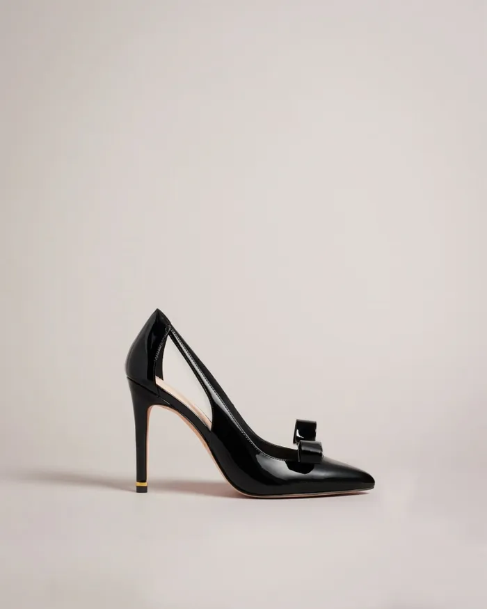 Women ORLINEY 8211 Patent Bow Cut Out Court Heels Black Ted Baker Heels
