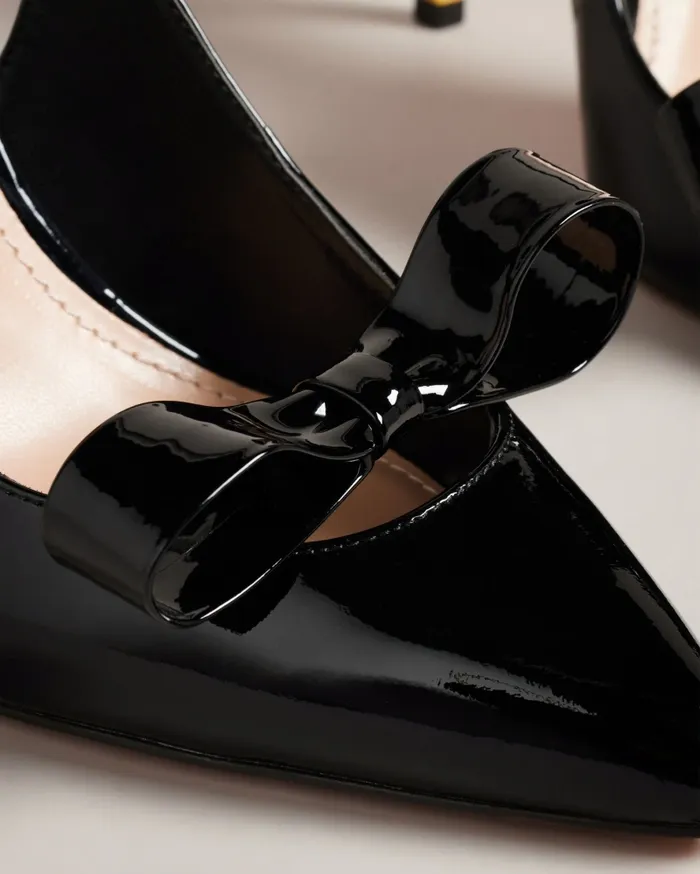 Women ORLINEY 8211 Patent Bow Cut Out Court Heels Black Ted Baker Heels