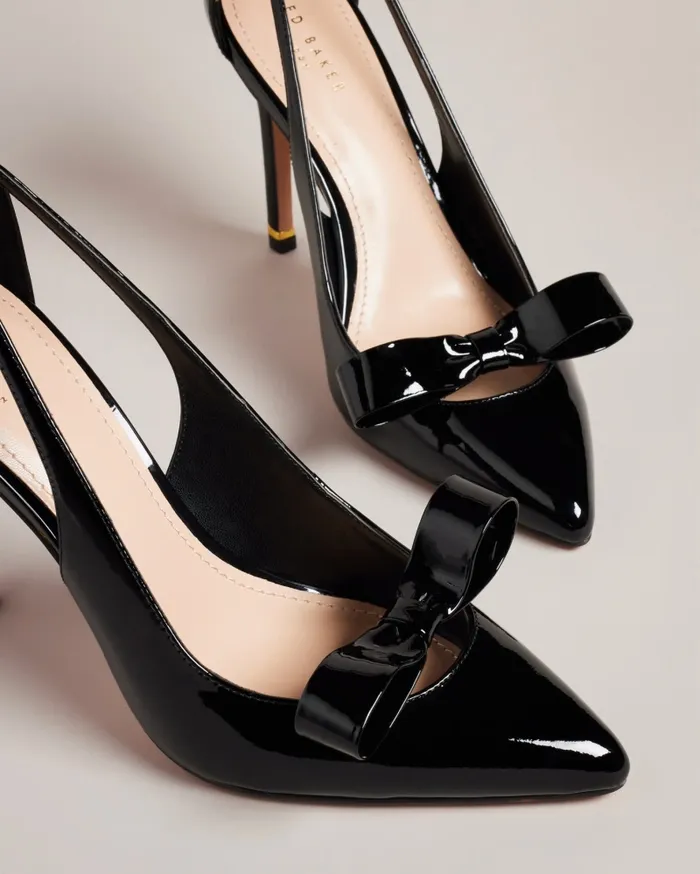 Women ORLINEY 8211 Patent Bow Cut Out Court Heels Black Ted Baker Heels