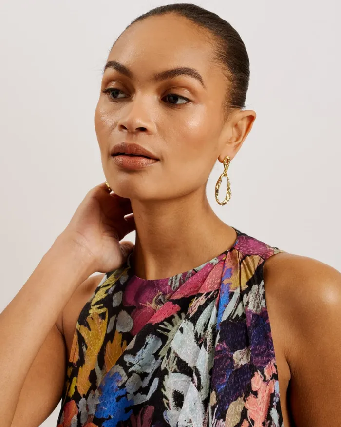 Women ORTA 8211 Floral Wide Leg Jumpsuit With Tie Waist Black Ted Baker Jumpsuits and Playsuits
