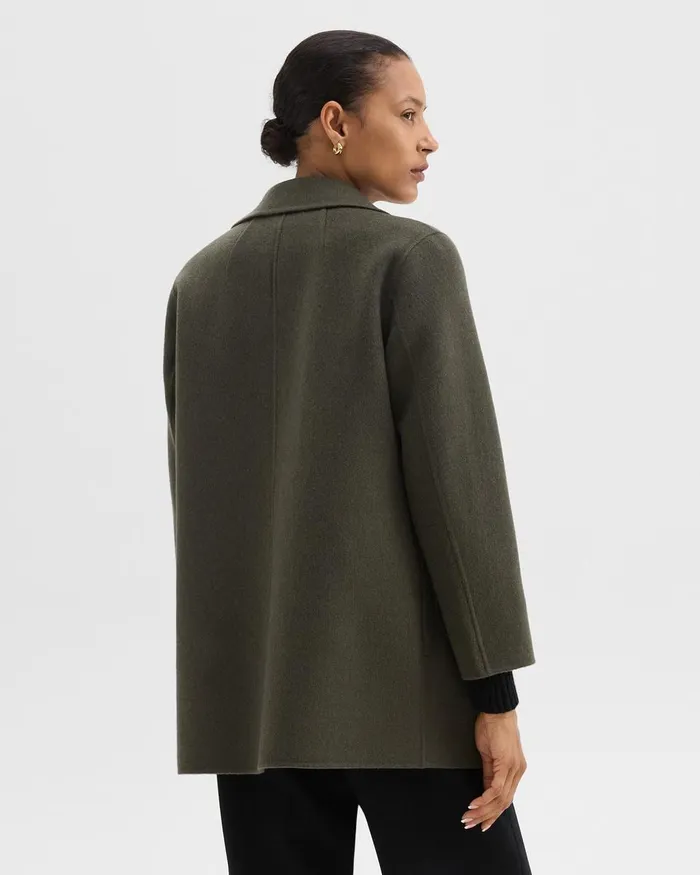 Women Outerwear Theory Clairene Jacket In DoubleFace WoolCashmere Hunter Green Melange