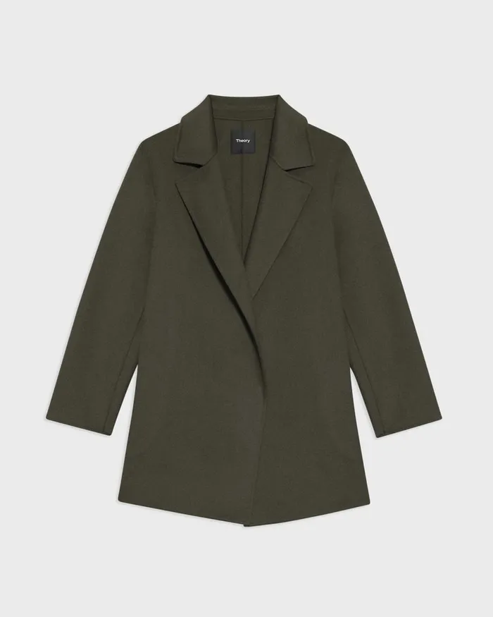 Women Outerwear Theory Clairene Jacket In DoubleFace WoolCashmere Hunter Green Melange