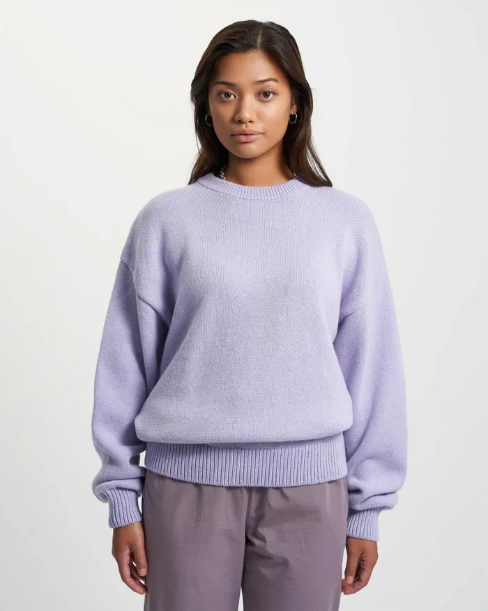 Women Oversized Merino Wool Crew Soft Lavender Colorful Standard Knit Sweaters