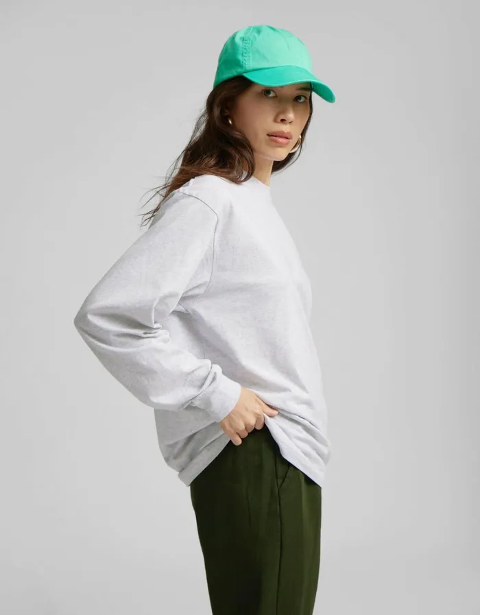 Women Oversized Organic LS TShirt Marine Blue Colorful Standard Long Sleeve Tops