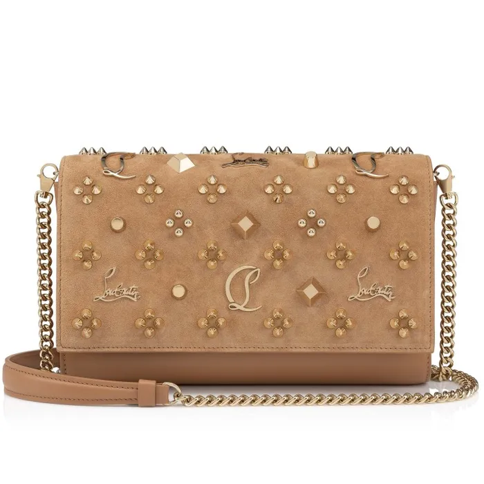 Women Paloma Clutch 8211 Veau Velours Calf Leather And Spikes Loubinthesky 8211 Lionne Christian Louboutin Crossbody Bags