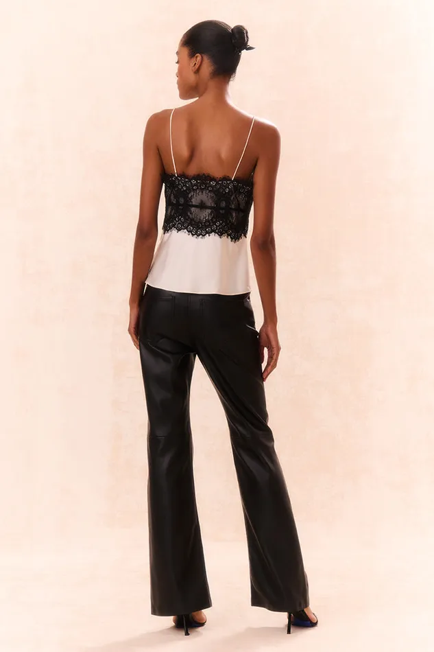 Women Pants and Shorts LoveShackFancy Bordeaux Vegan Leather Pants Black