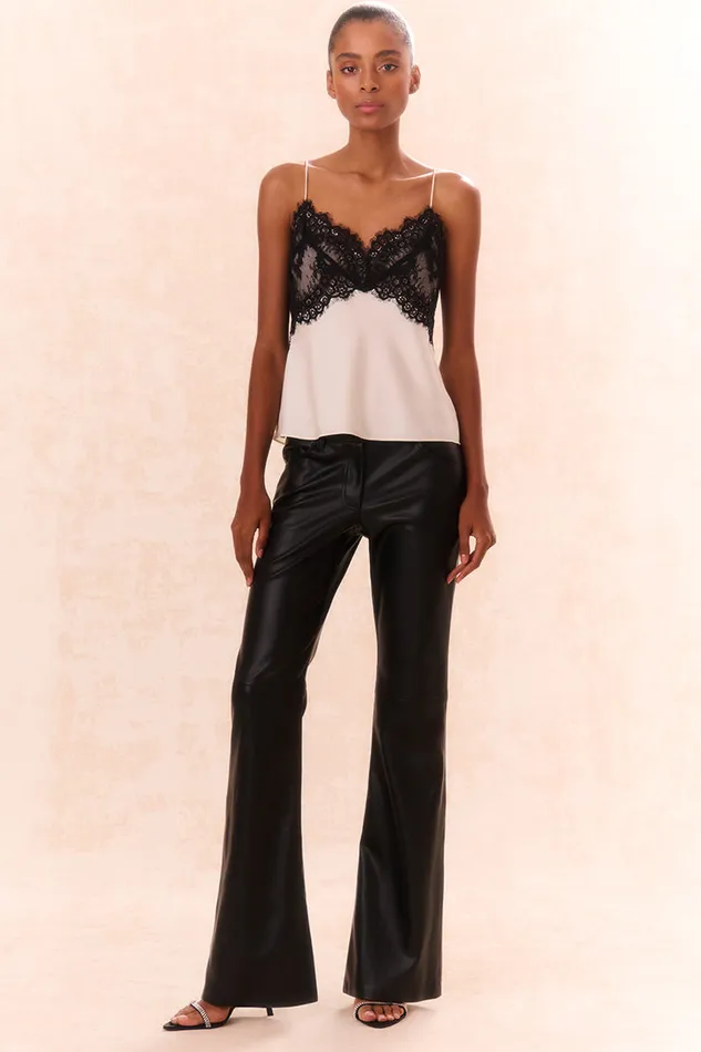 Women Pants and Shorts LoveShackFancy Bordeaux Vegan Leather Pants Black
