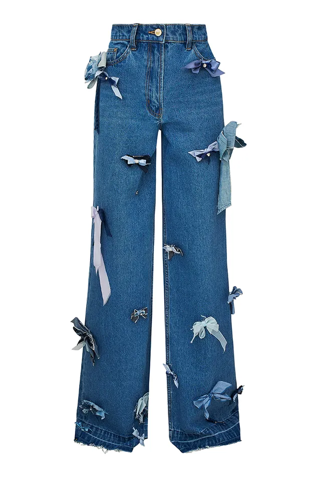 Women Pants and Shorts LoveShackFancy Dessa Bow Jeans Obsidian Blue
