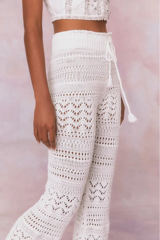 Women Pants and Shorts LoveShackFancy Fosta Crochet Pants Antique White