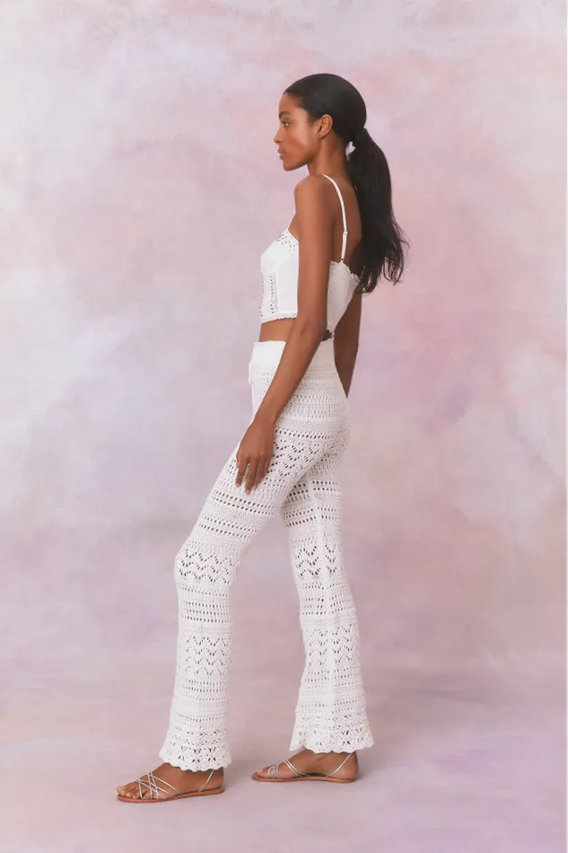 Women Pants and Shorts LoveShackFancy Fosta Crochet Pants Antique White