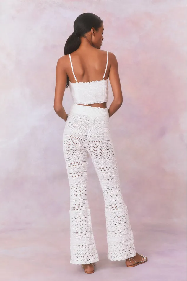 Women Pants and Shorts LoveShackFancy Fosta Crochet Pants Antique White
