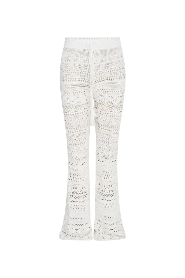 Women Pants and Shorts LoveShackFancy Fosta Crochet Pants Antique White