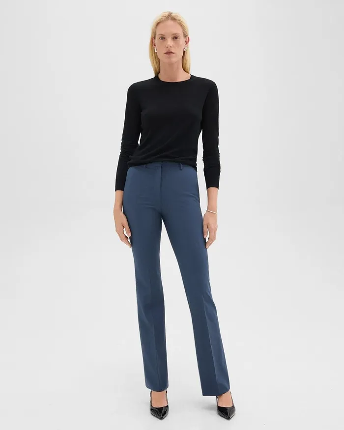 Women Pants Theory Flared Pant In Good Wool Ash Blue