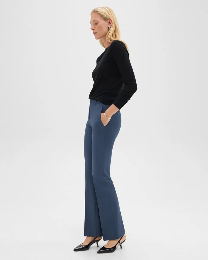 Women Pants Theory Flared Pant In Good Wool Ash Blue