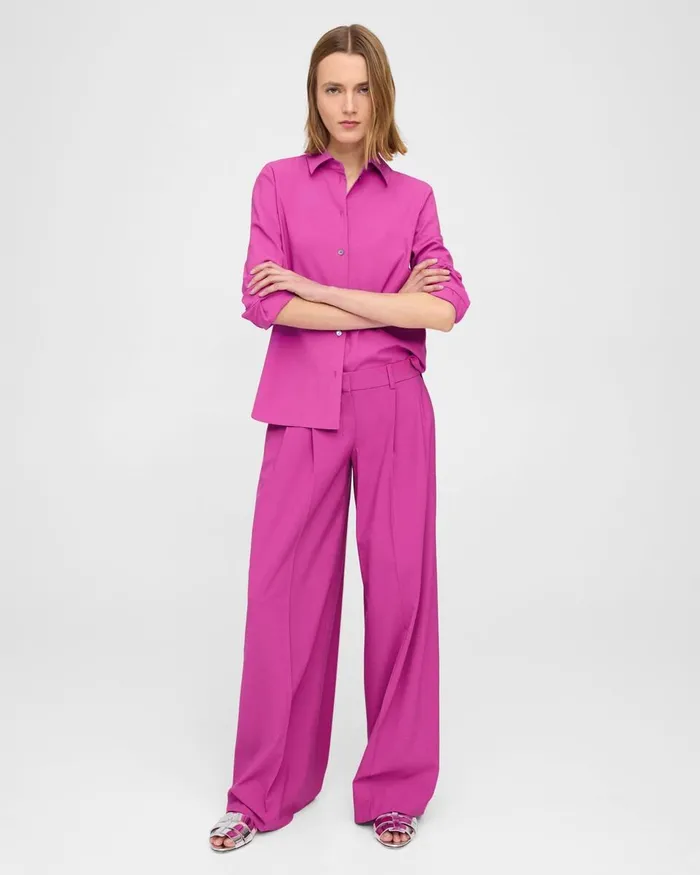 Women Pants Theory Pleated LowRise Pant In Good Wool Carnation