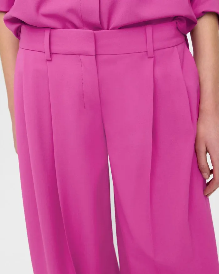 Women Pants Theory Pleated LowRise Pant In Good Wool Carnation