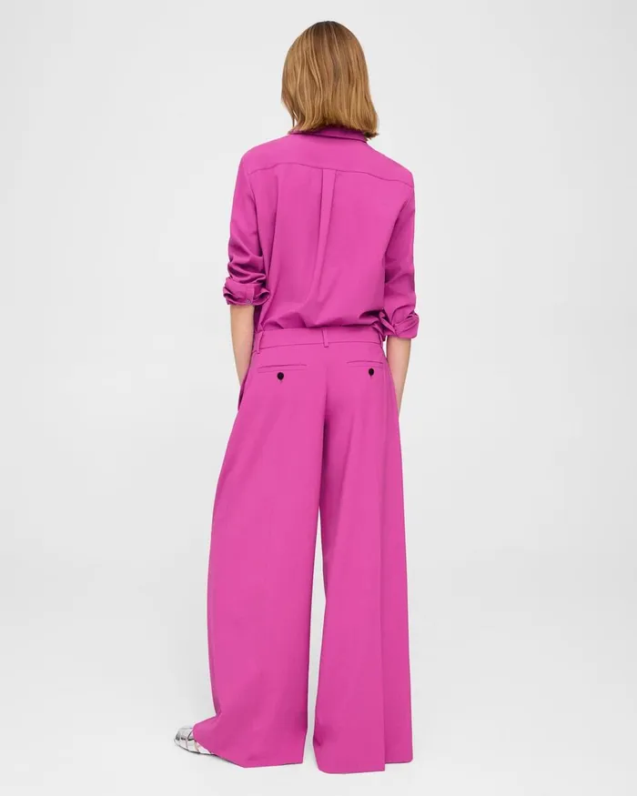 Women Pants Theory Pleated LowRise Pant In Good Wool Carnation