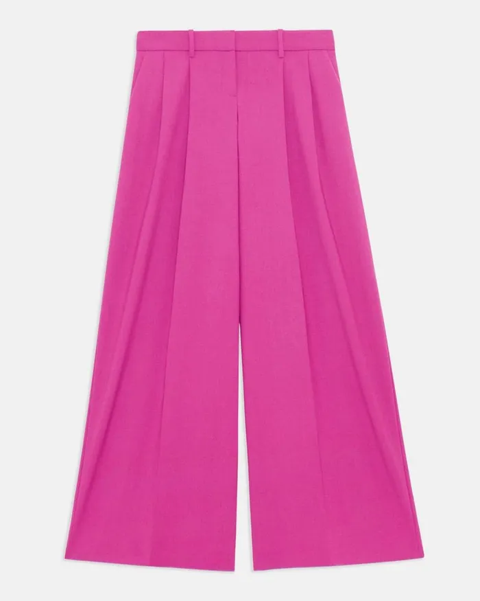 Women Pants Theory Pleated LowRise Pant In Good Wool Carnation