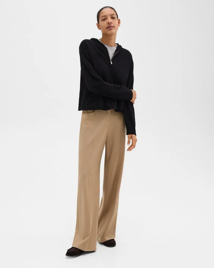 Women Pants Theory StraightLeg 5Pocket Pant In Stretch Flannel New Camel