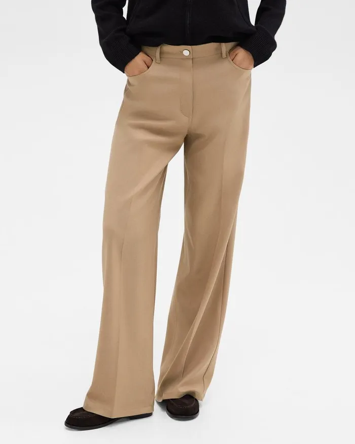 Women Pants Theory StraightLeg 5Pocket Pant In Stretch Flannel New Camel