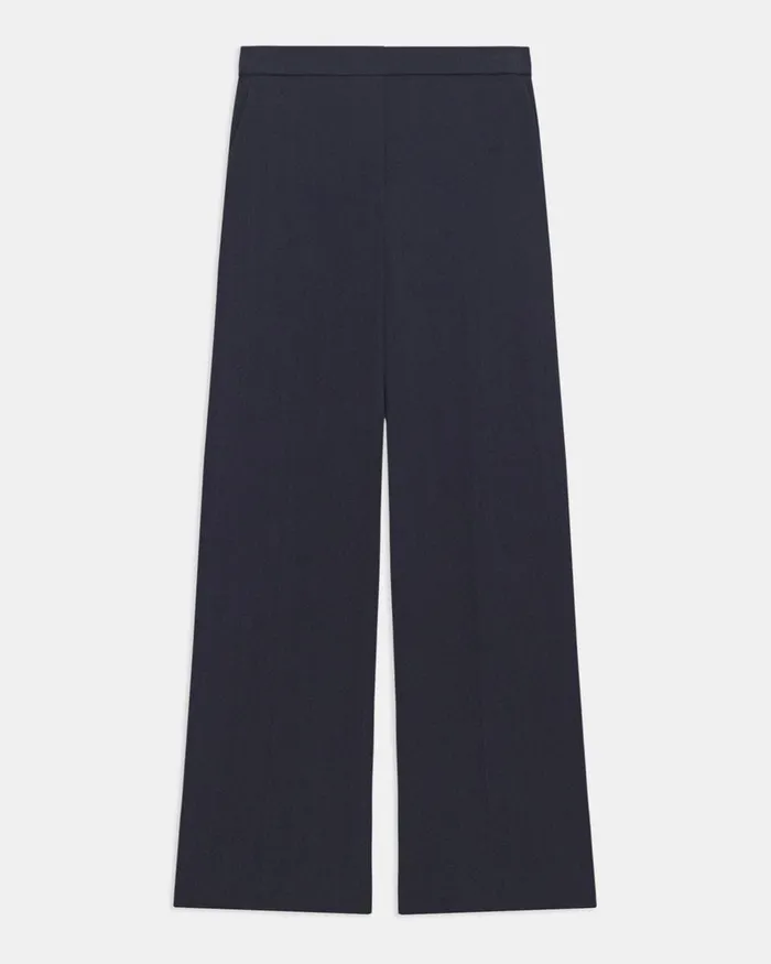 Women Pants Theory Straight PullOn Pant In Striped Admiral Crepe Nocturne Navy