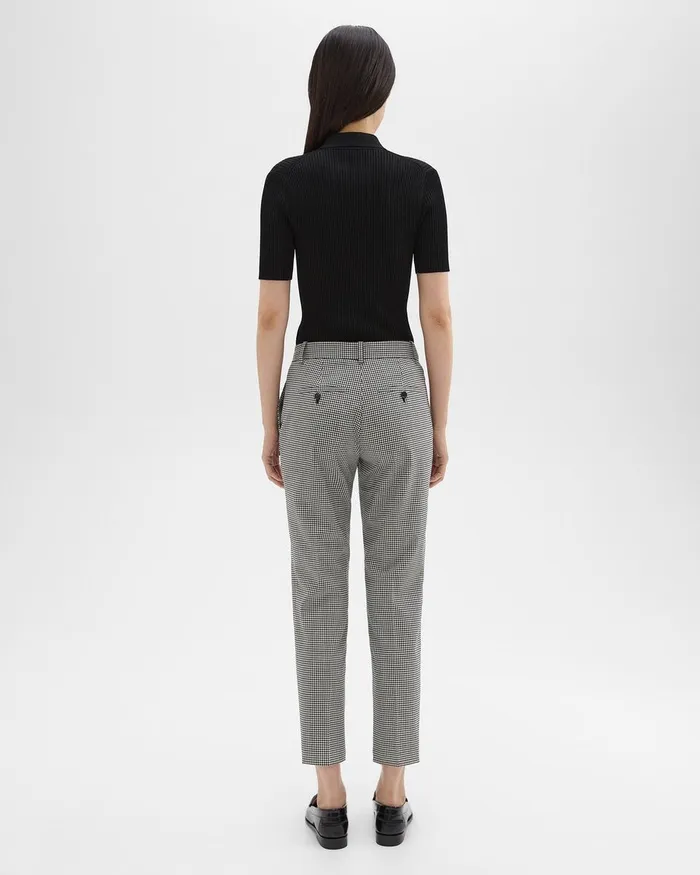 Women Pants Theory Treeca Pant In Plaid Stretch Wool Black Multi